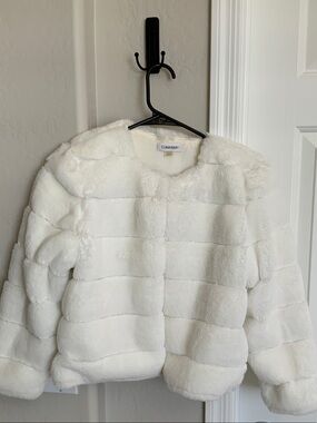 Calvin Klein White Plush Faux Fur Jacket